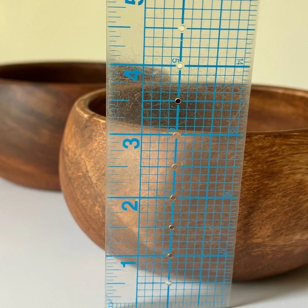 Crate & Barrel set of Tondo Acacia wood bowls